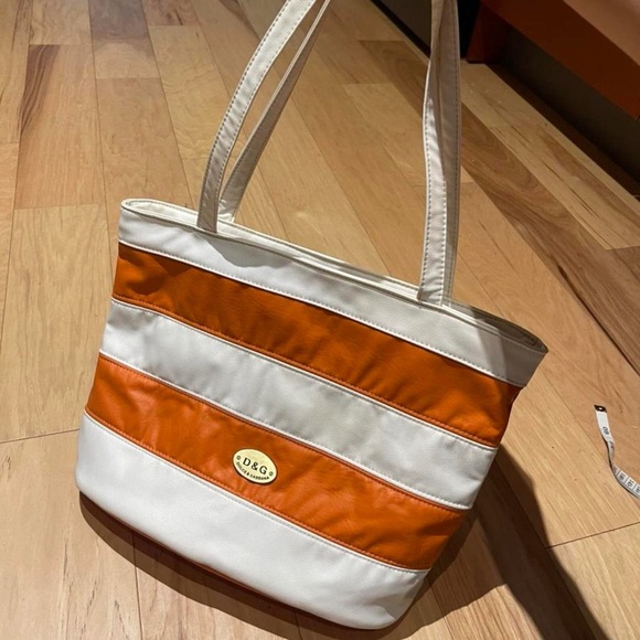D&G Handbags - D&G Orange and White Striped Tote